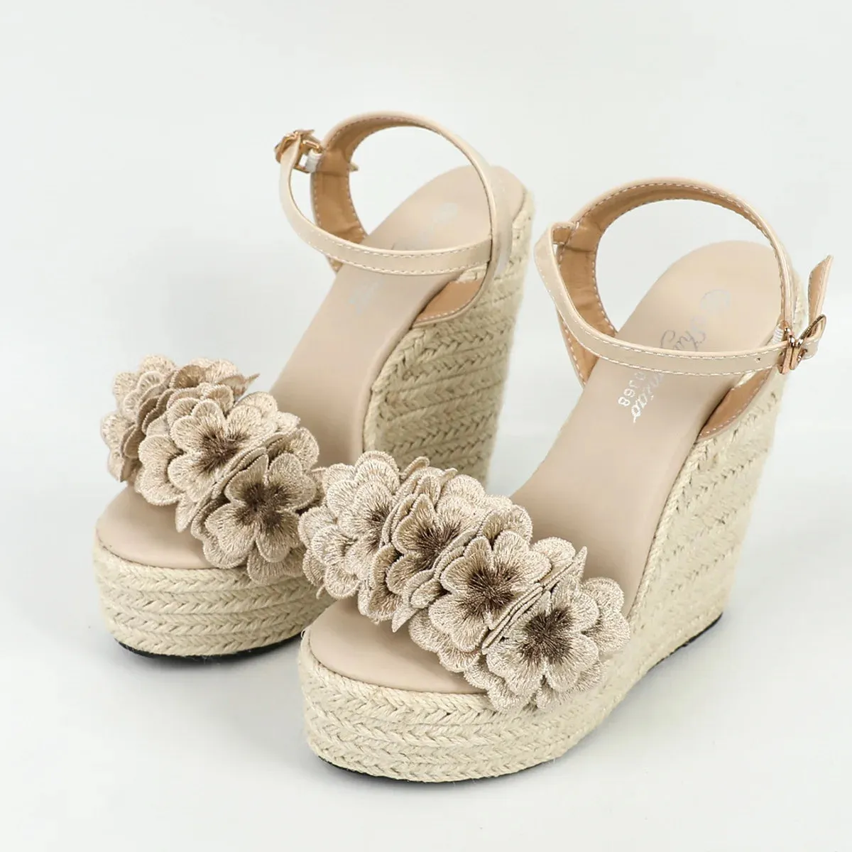 3D Floral Platform Sandals Waterproof Wedges