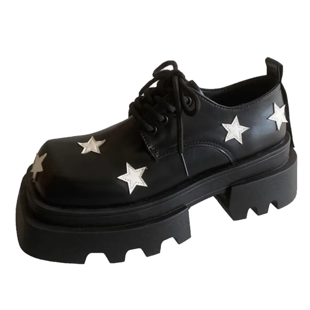 Black & White Star Platform Oxfords