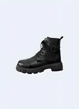 Black Techwear Ankle Boots with Straps