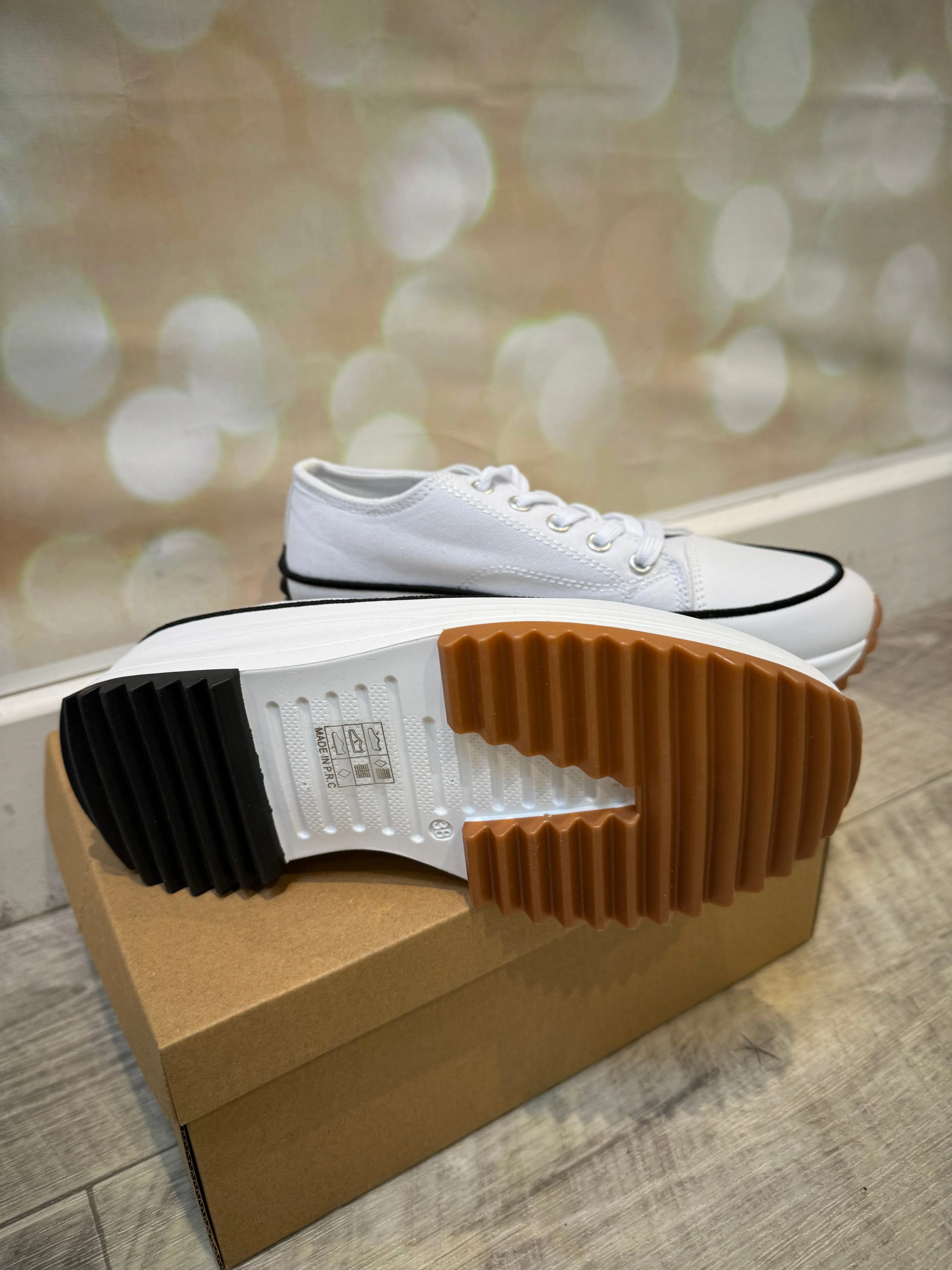Canvas Lace up Wedge Trainer