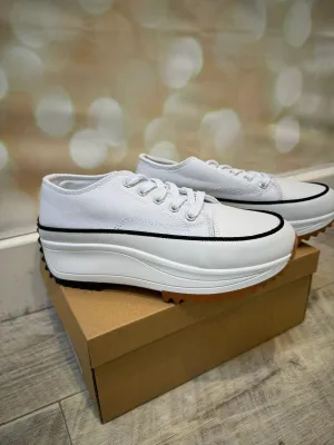 Canvas Lace up Wedge Trainer