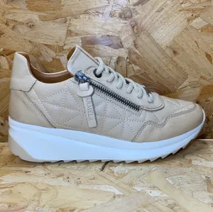 Carmela Womens Leather Fashion Trainers - Beige