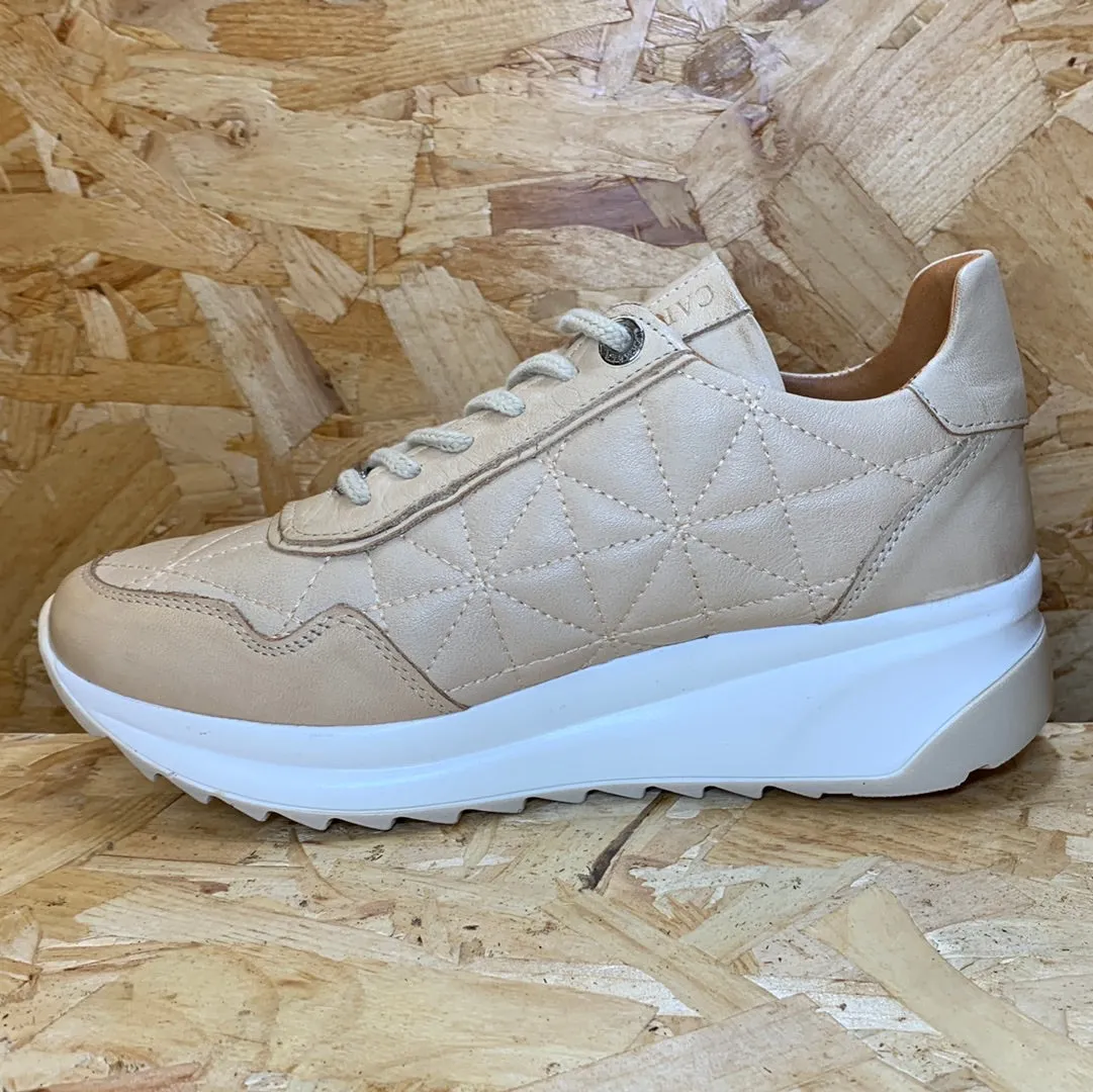 Carmela Womens Leather Fashion Trainers - Beige