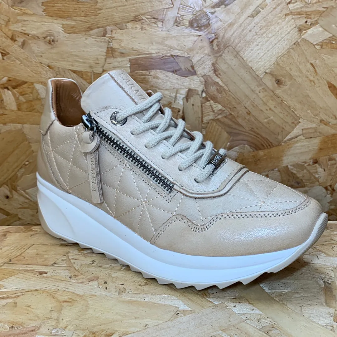 Carmela Womens Leather Fashion Trainers - Beige