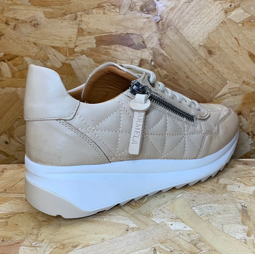 Carmela Womens Leather Fashion Trainers - Beige