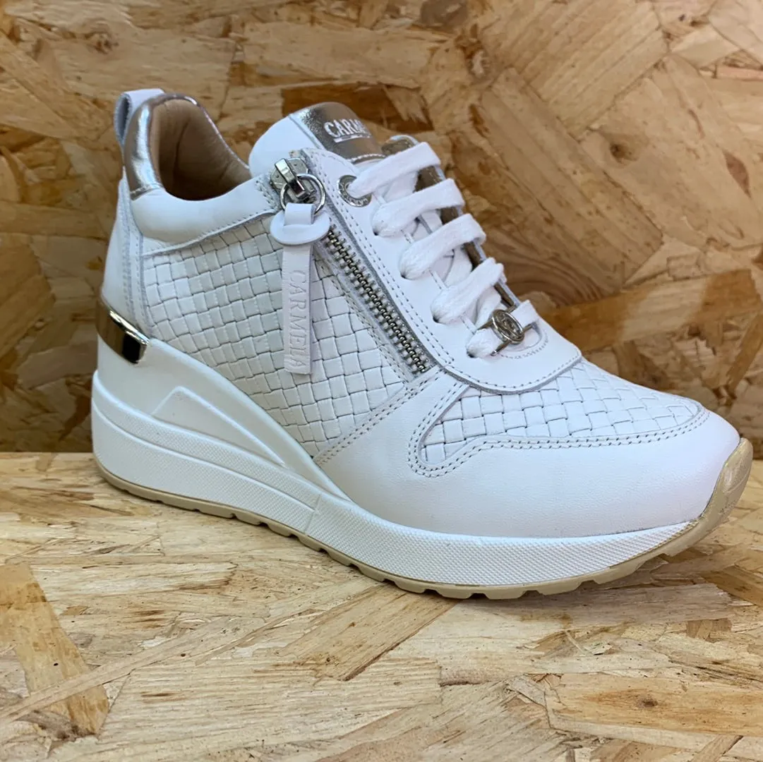 Carmela Womens Leather Fashion Wedge Trainers - White