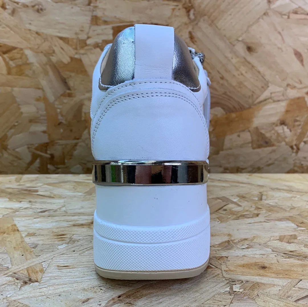 Carmela Womens Leather Fashion Wedge Trainers - White