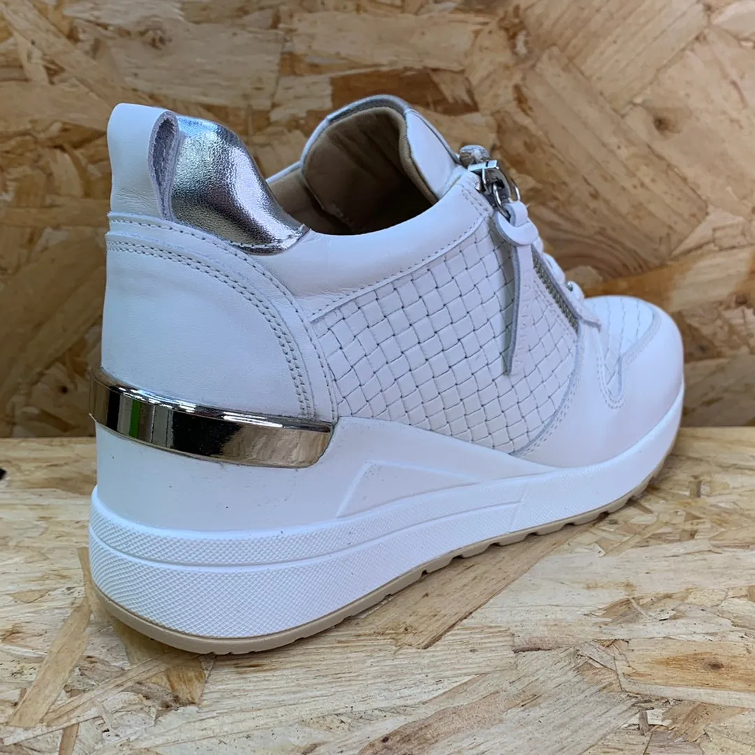 Carmela Womens Leather Fashion Wedge Trainers - White