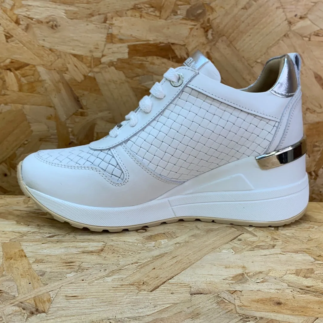 Carmela Womens Leather Fashion Wedge Trainers - White