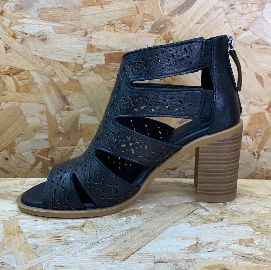 Carmela Womens Leather High Heel - Black