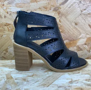 Carmela Womens Leather High Heel - Black