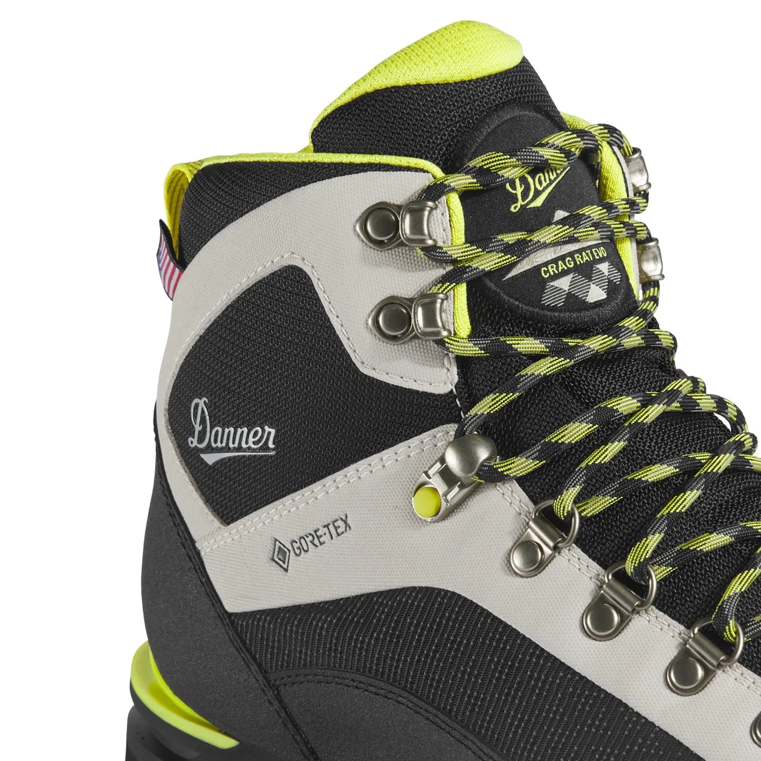 Danner Mens Crag Rat EVO Ice/Yellow Faux Leather Hiking Boots