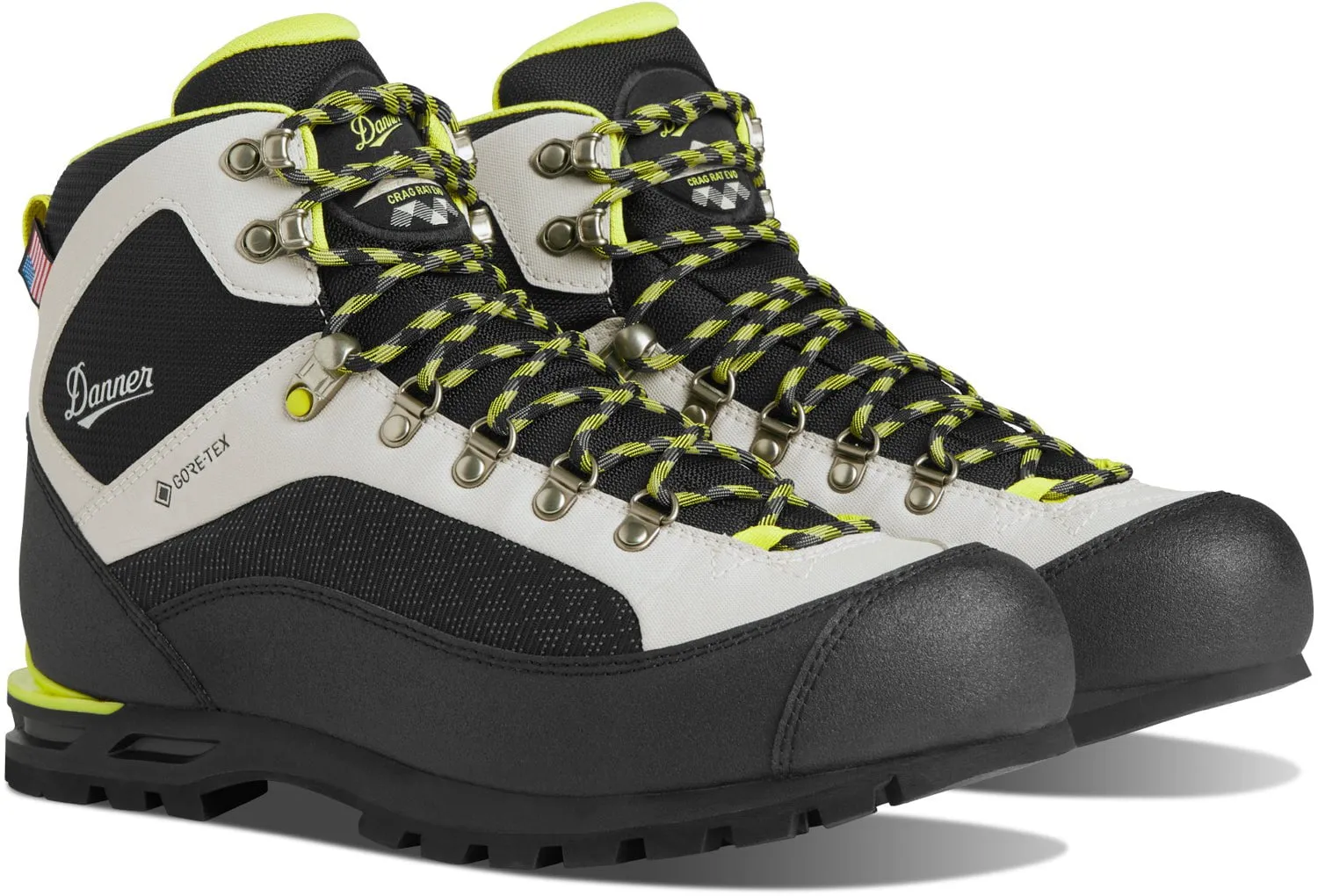 Danner Mens Crag Rat EVO Ice/Yellow Faux Leather Hiking Boots