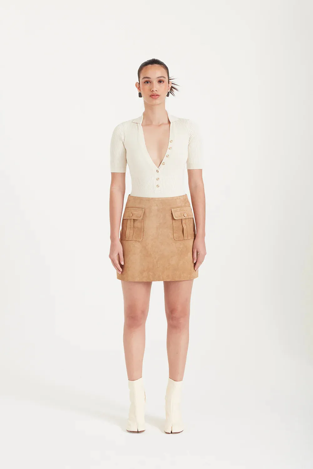 Hayla Suede Mini Skirt Deep Sand