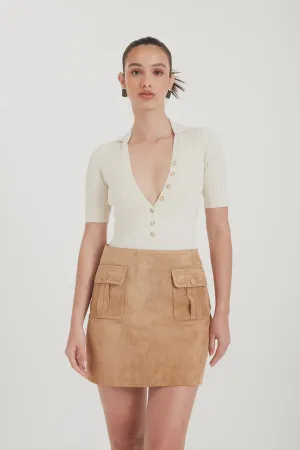 Hayla Suede Mini Skirt Deep Sand