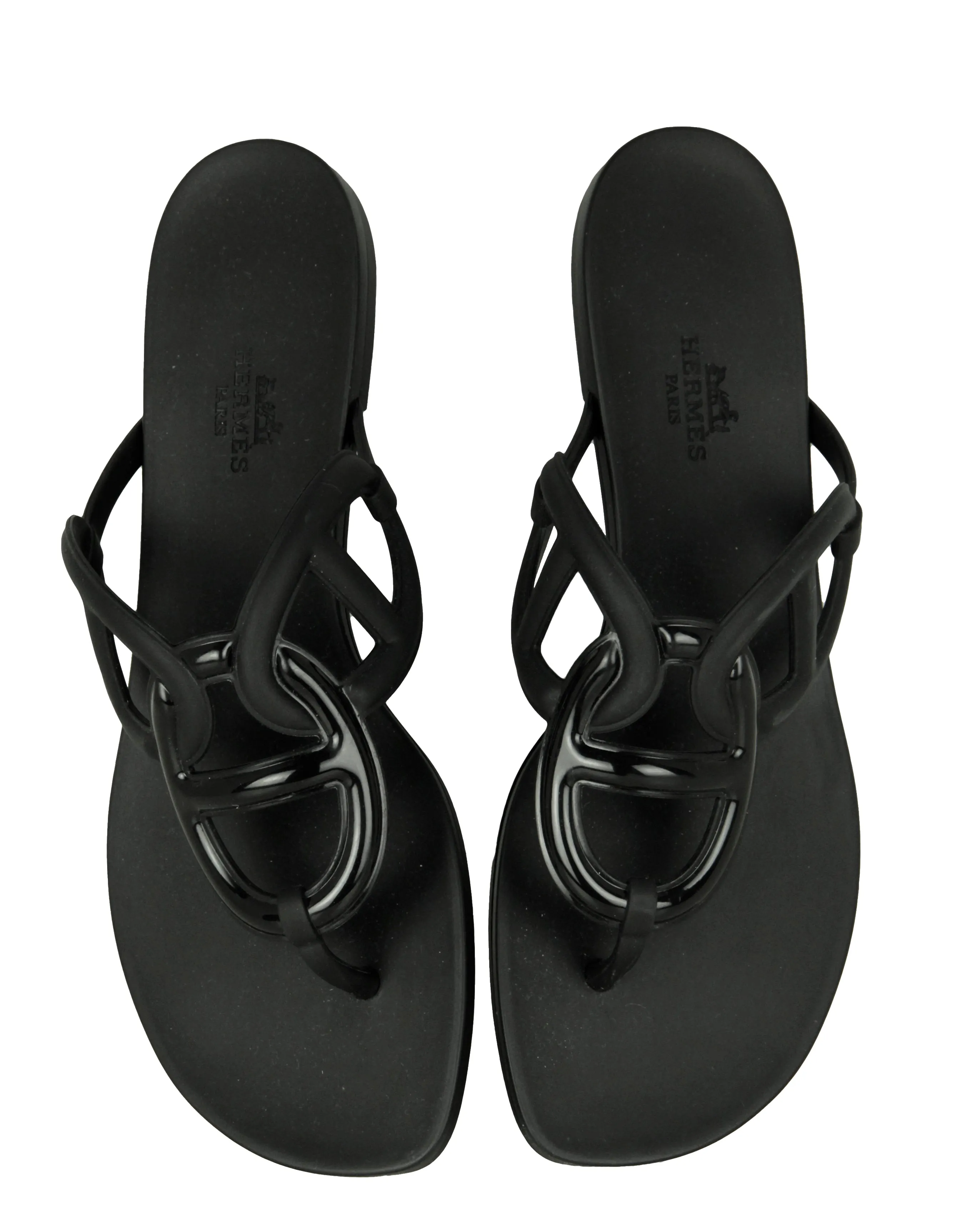 Hermes Black Waterproof TPU Egerie Sandals sz 39