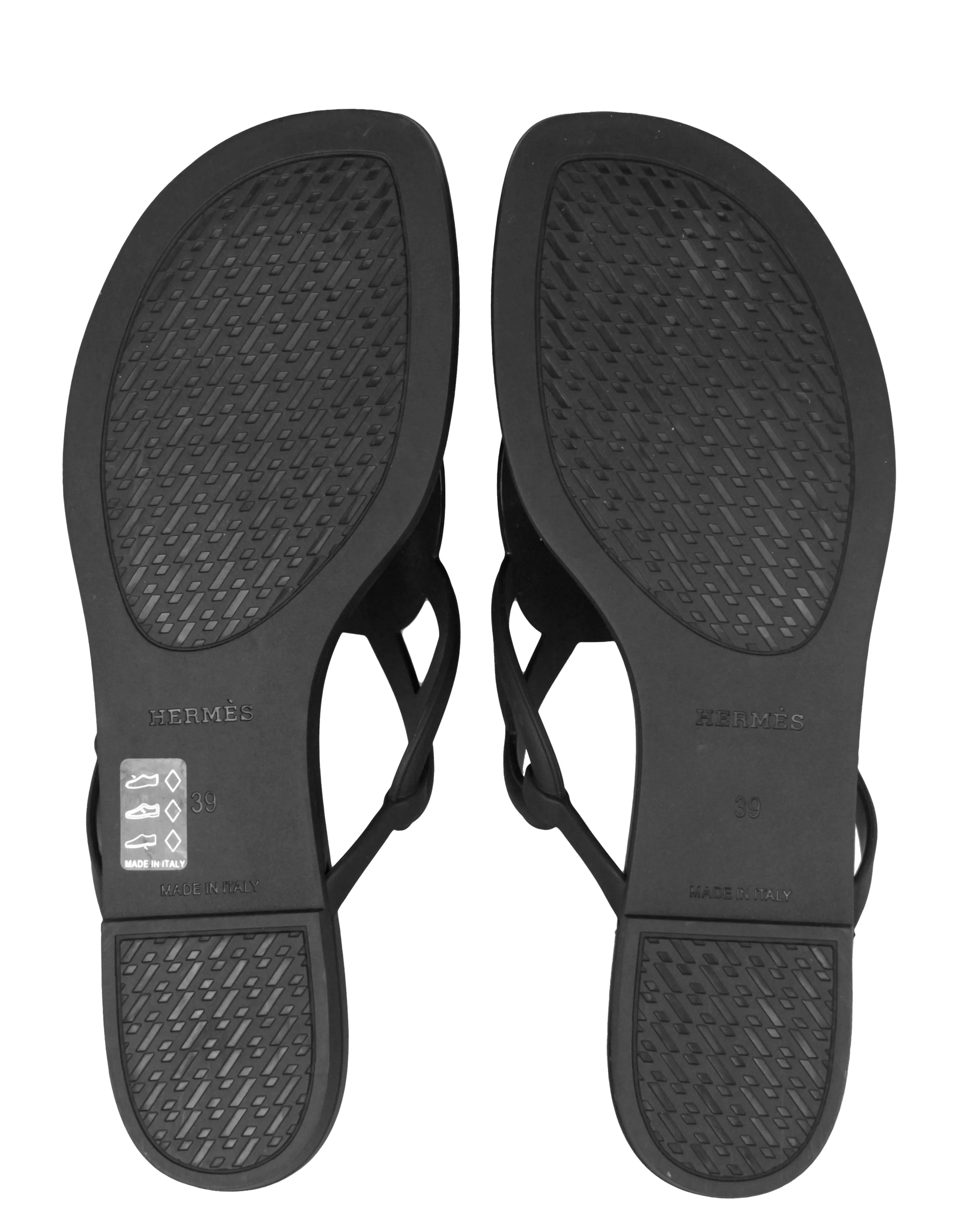 Hermes Black Waterproof TPU Egerie Sandals sz 39