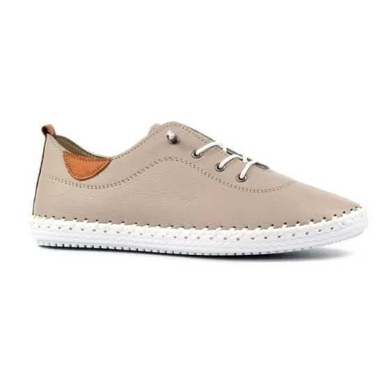 Lunar "St Ives" Stone Leather Plimsol