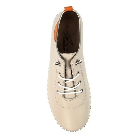 Lunar "St Ives" Stone Leather Plimsol