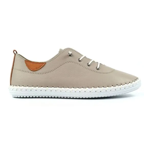 Lunar "St Ives" Stone Leather Plimsol