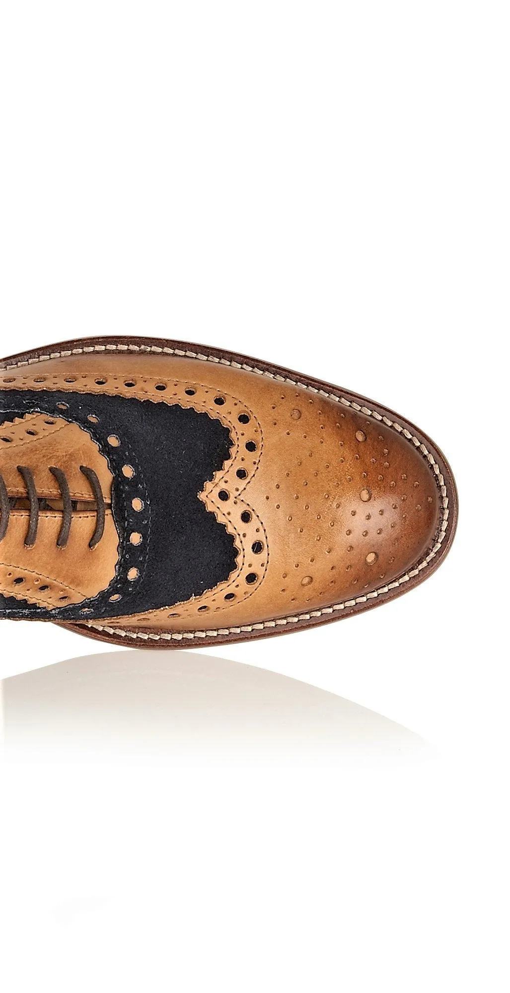 Mens Gatsby Brogue Shoes In Tan & Navy Up To Size 15