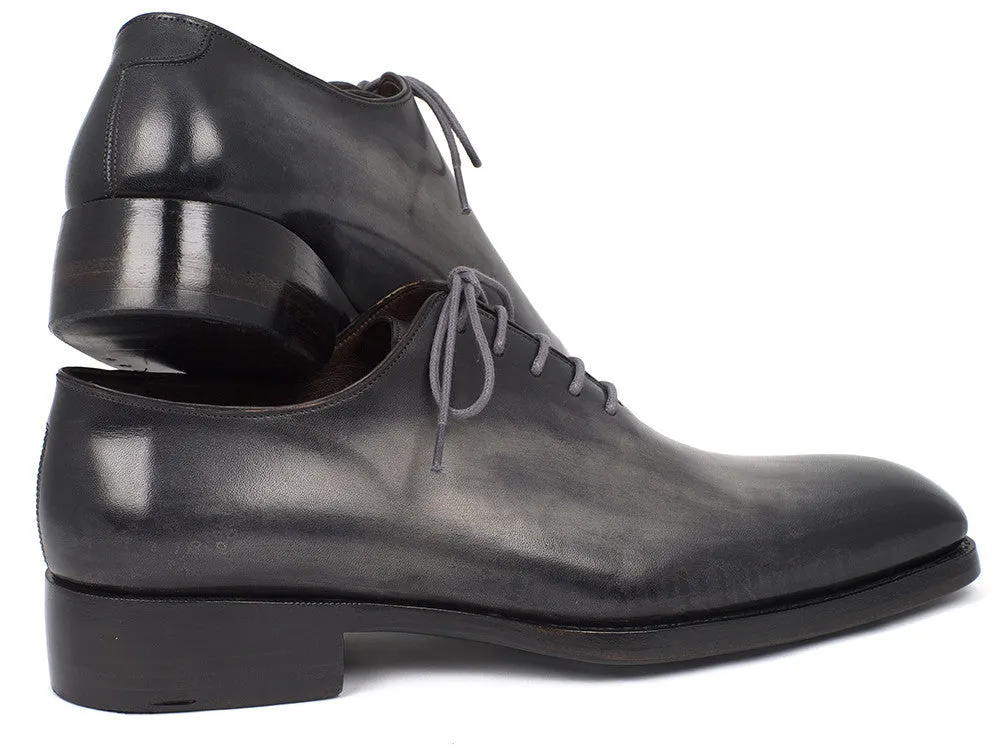Paul Parkman Goodyear Welted Wholecut Oxfords Gray Black Hand-Painted
