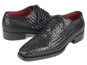 Paul Parkman Men's Black Woven Leather Oxfords