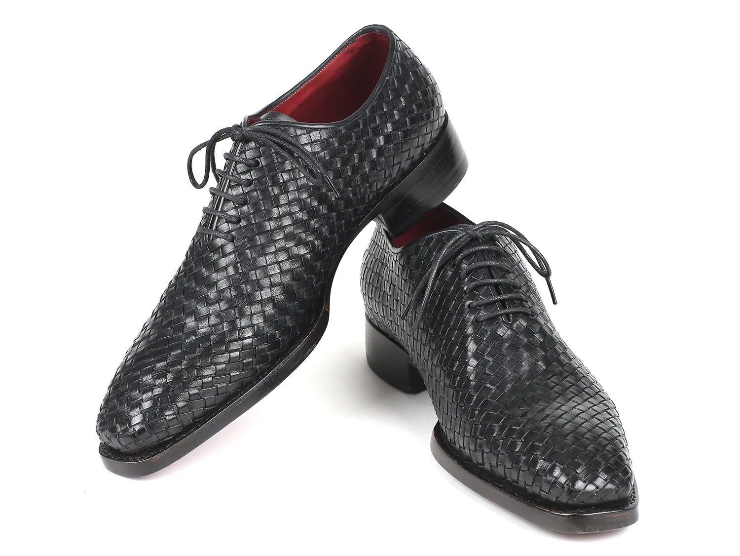 Paul Parkman Men's Black Woven Leather Oxfords