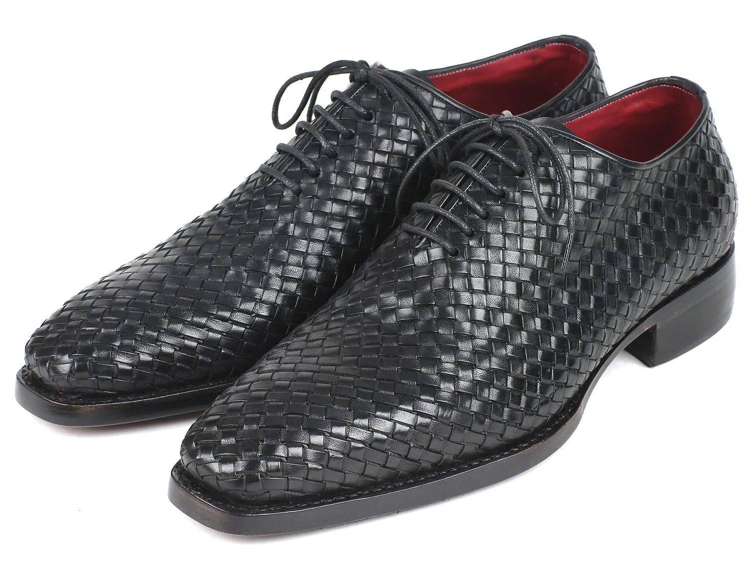 Paul Parkman Men's Black Woven Leather Oxfords