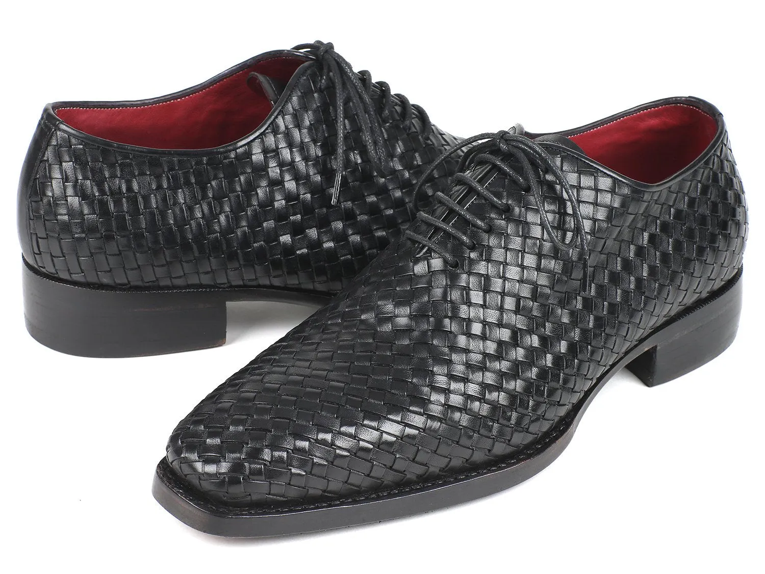 Paul Parkman Men's Black Woven Leather Oxfords
