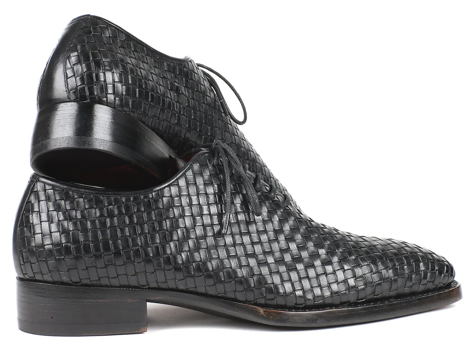 Paul Parkman Men's Black Woven Leather Oxfords
