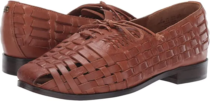 Sam Edelman Rishel Cognac Tan Leather Retro Lace-up Flat Loafer Saddle Oxford