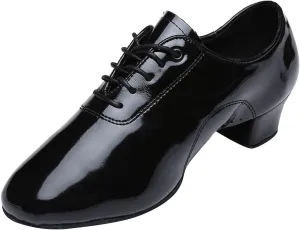 Shoes Boys Modern Dance Shoes Prom Ballroom Latin Dance Shoes Solid Color Lace Up Leather Shoes Lavish Boots (Black, 32)