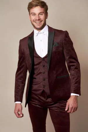 Simon Wine Velvet Tuxedo Blazer