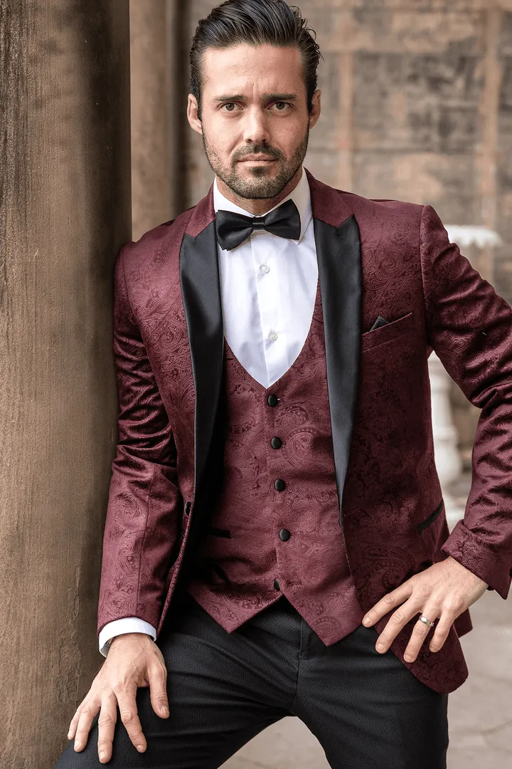 Simon Wine Velvet Tuxedo Blazer