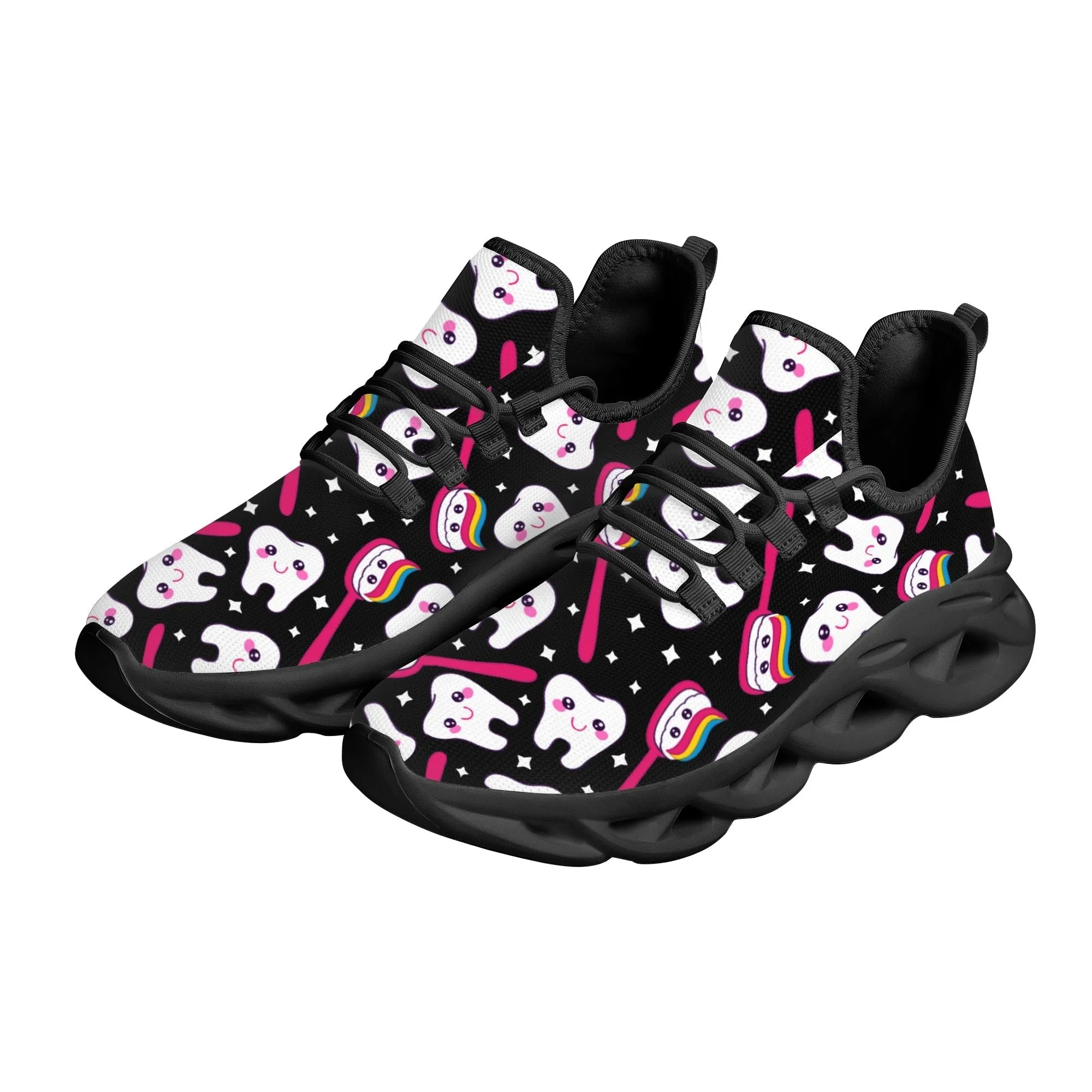 Soft Mesh Swing Sneakers Ladies Dental Platform Shoes for Women Cartoon Dentist Tooth Design Walking Shoes