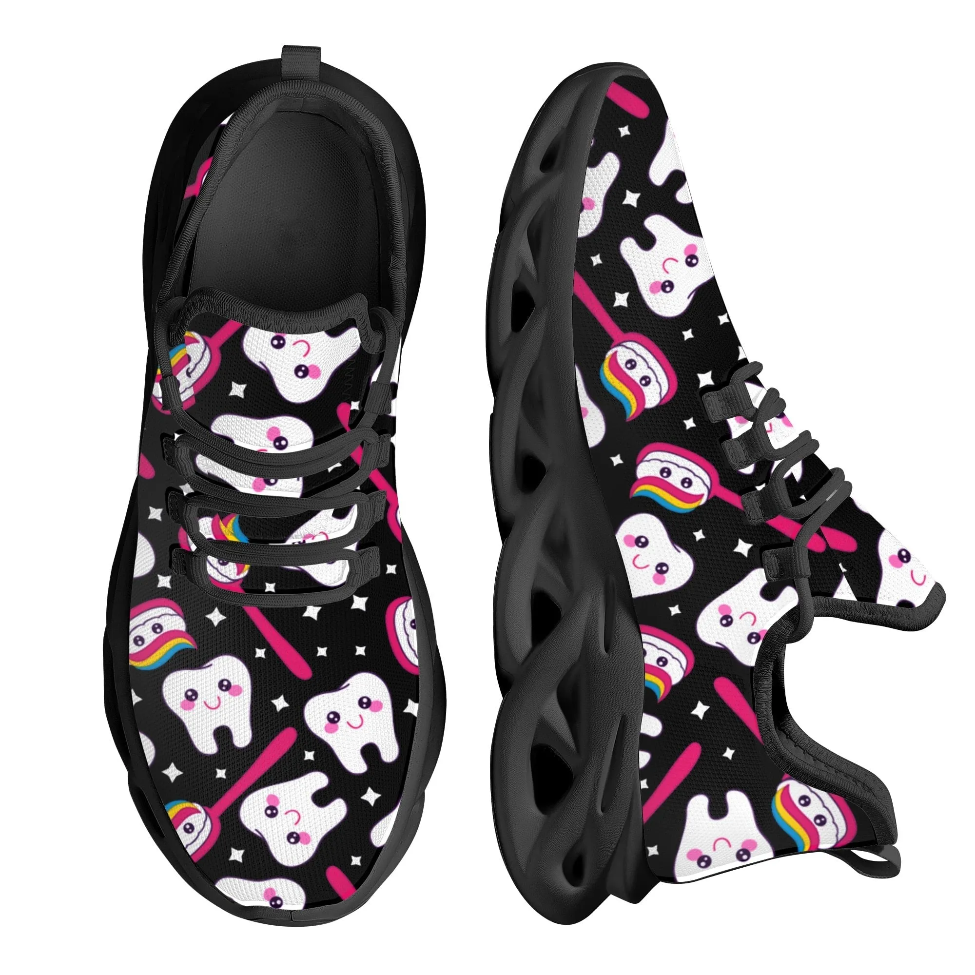 Soft Mesh Swing Sneakers Ladies Dental Platform Shoes for Women Cartoon Dentist Tooth Design Walking Shoes
