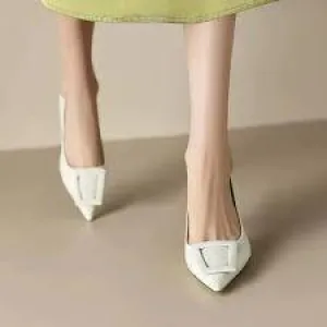 Square Button Pump Slip on Designer Shoes.
