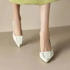 Square Button Pump Slip on Designer Shoes.