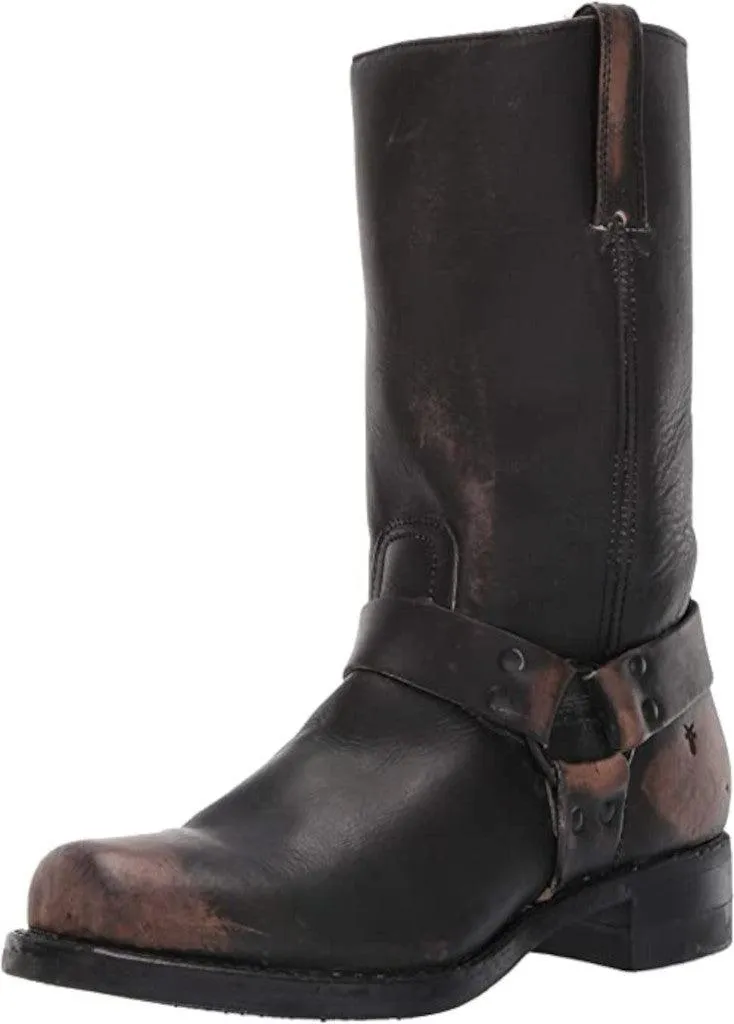 The Frye Company Mens Black Harness 12R Size 9 Oiled Leather Boots