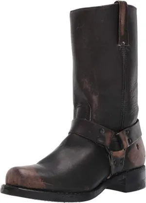 The Frye Company Mens Black Harness 12R Size 9 Oiled Leather Boots