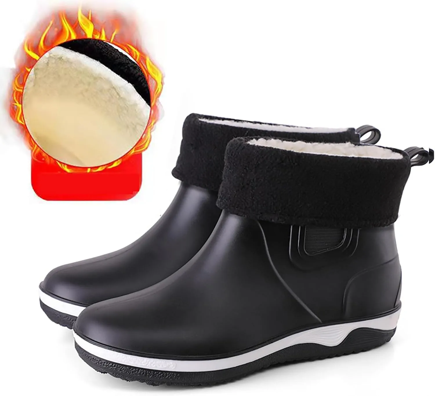 Womens Rain Boots Waterproof Fur Lined Mens Grounded Footwear Boots Ankle Booties Heels Slip On Barefoot Shoes Slip On Non-Slip Rubber Waterproof Wide Calf Boots