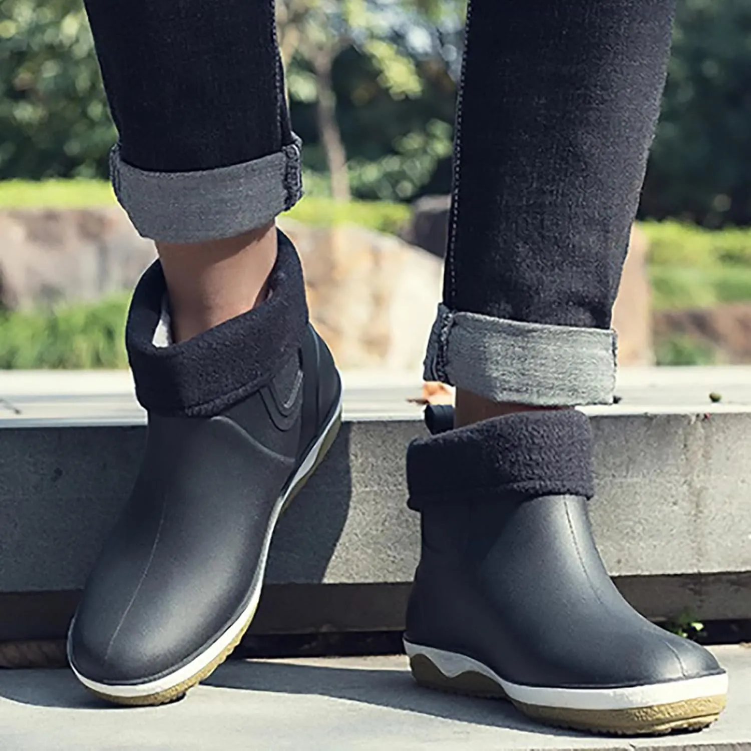 Womens Rain Boots Waterproof Fur Lined Mens Grounded Footwear Boots Ankle Booties Heels Slip On Barefoot Shoes Slip On Non-Slip Rubber Waterproof Wide Calf Boots