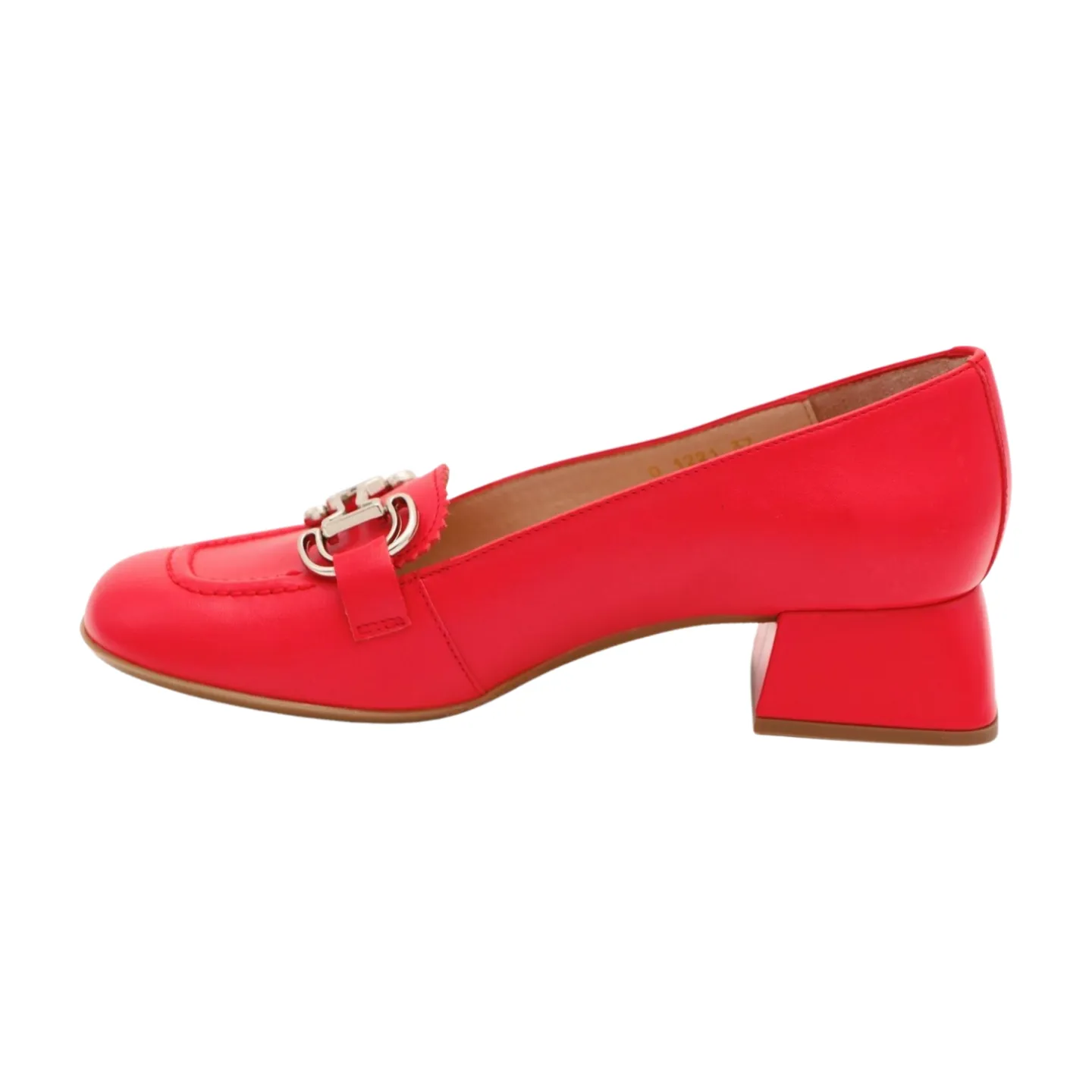 WONDERS Red Leather Loafer with Silver Buckle D-1221