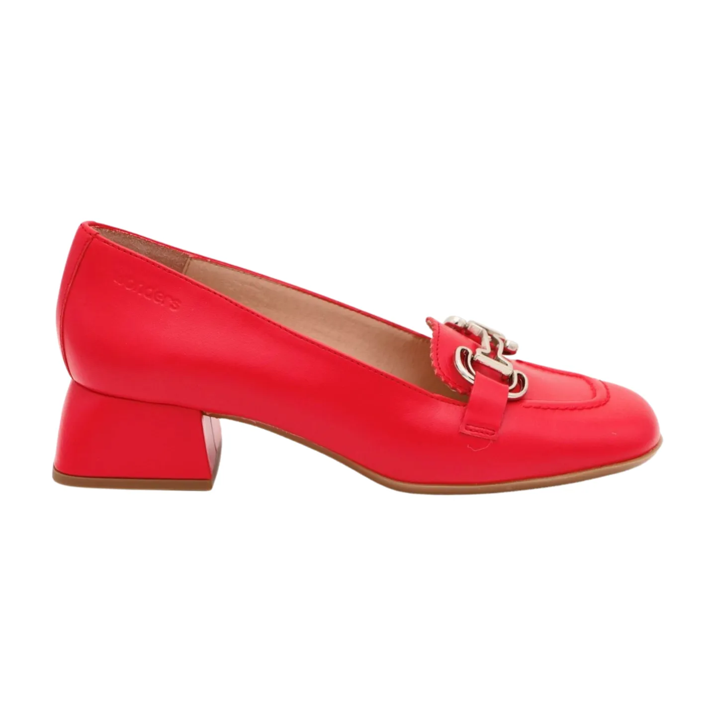 WONDERS Red Leather Loafer with Silver Buckle D-1221