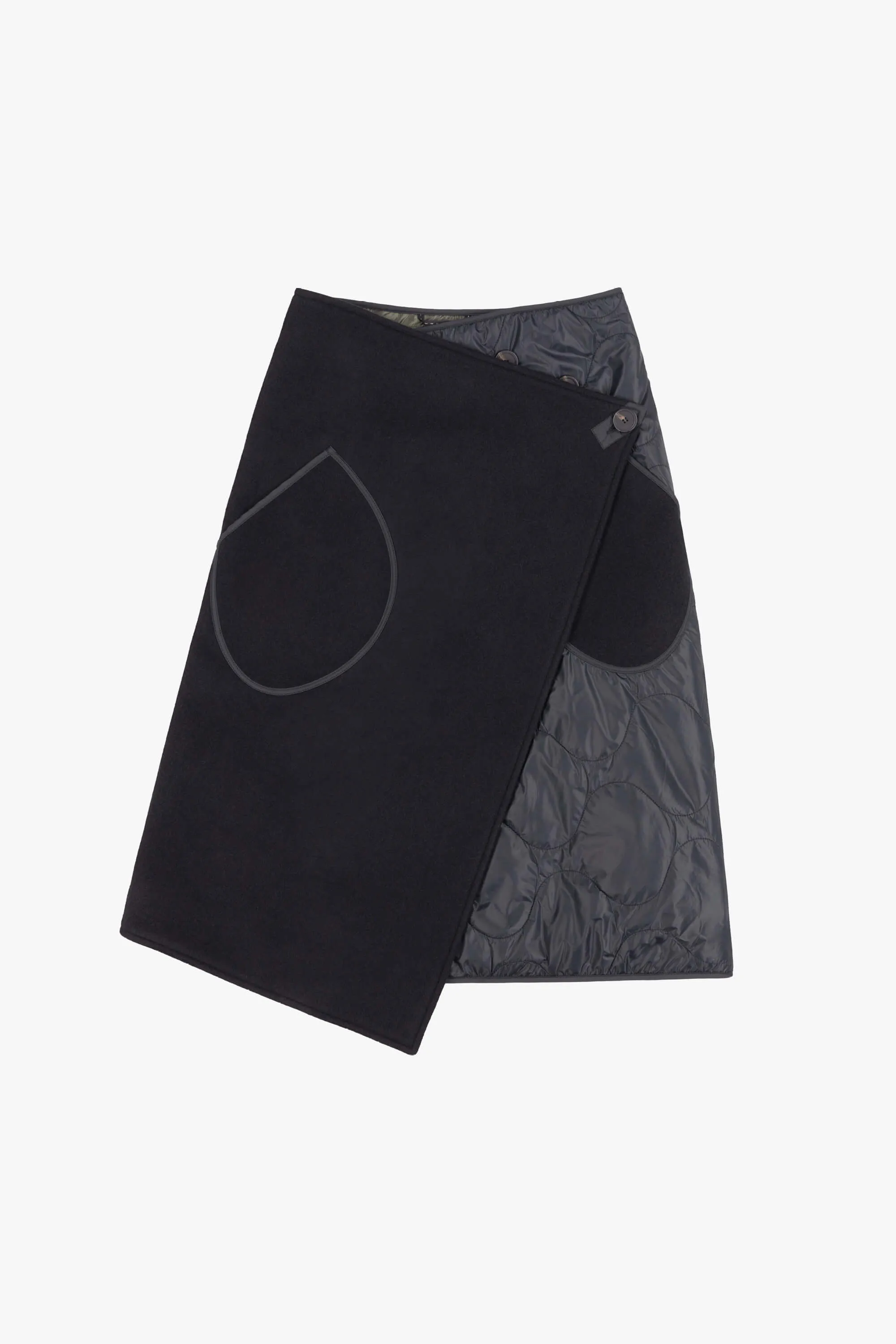 Wool Quilt Skirt - Black / Black