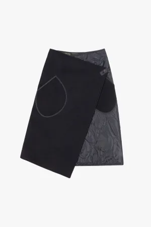 Wool Quilt Skirt - Black / Black
