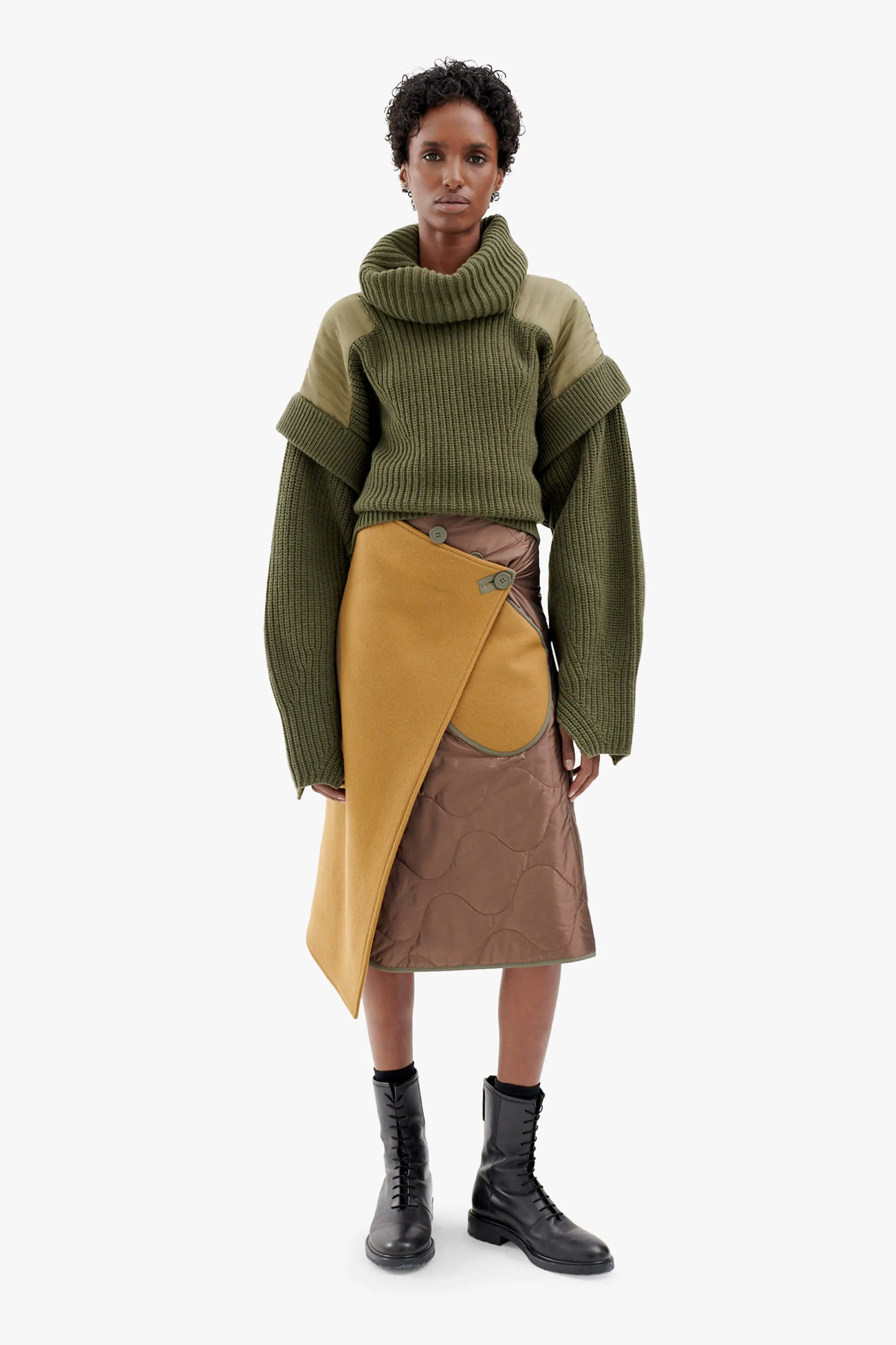 Wool Quilt Skirt - Camel / Amber